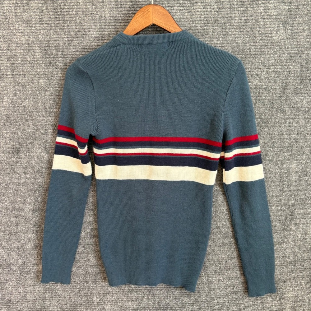 Vintage Tangerine Mens Blue Striped Crewneck Sweater Made in Italy Size M - Picture 3 of 3